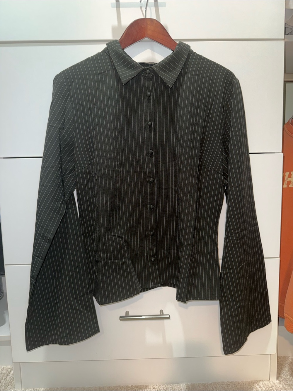 Princess Polly Black Pinstripe Button-Down Shirt